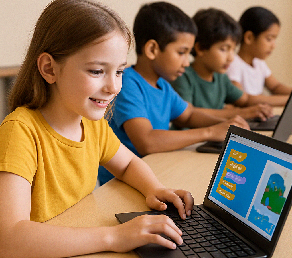 プログラミングをする子供たち