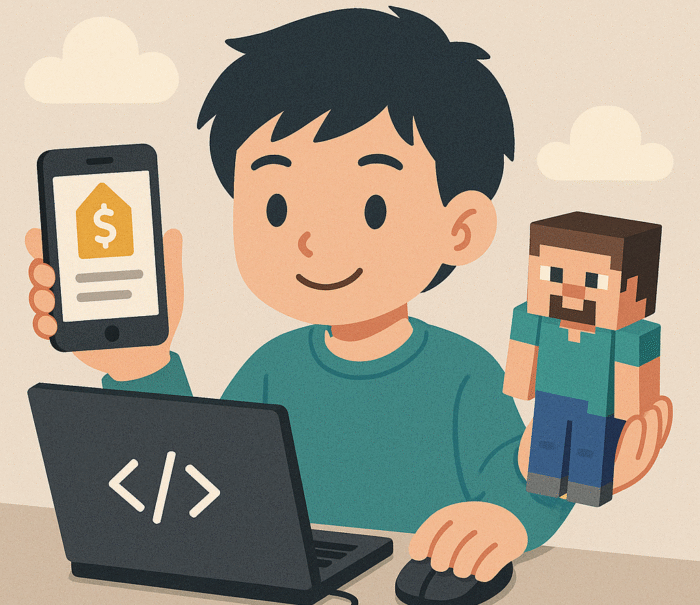 パソコンやスマホを使いこなす少年