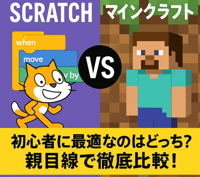 マイクラとスクラッチの比較をした画像