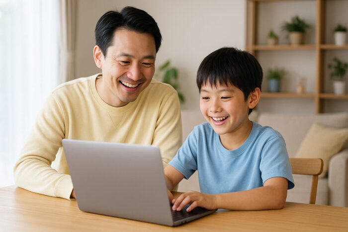 週末にプログラミングを楽しむ親子