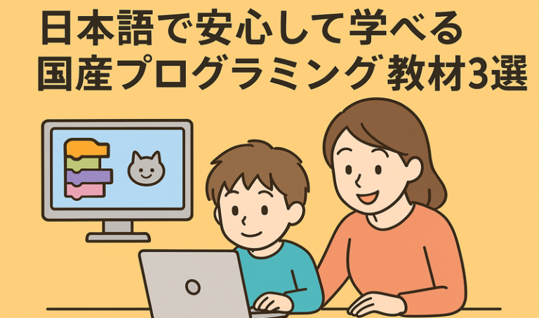 日本製の教材を使用して勉強する親子
